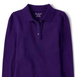 Girls Uniform Ruffle Pique Polo - Regal Violet